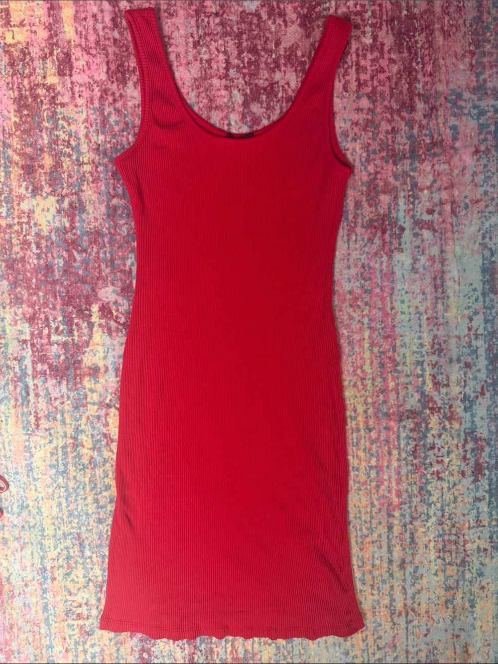 Ambiance Vibrant Red Ribbed Scoop Neck Sweater Dress